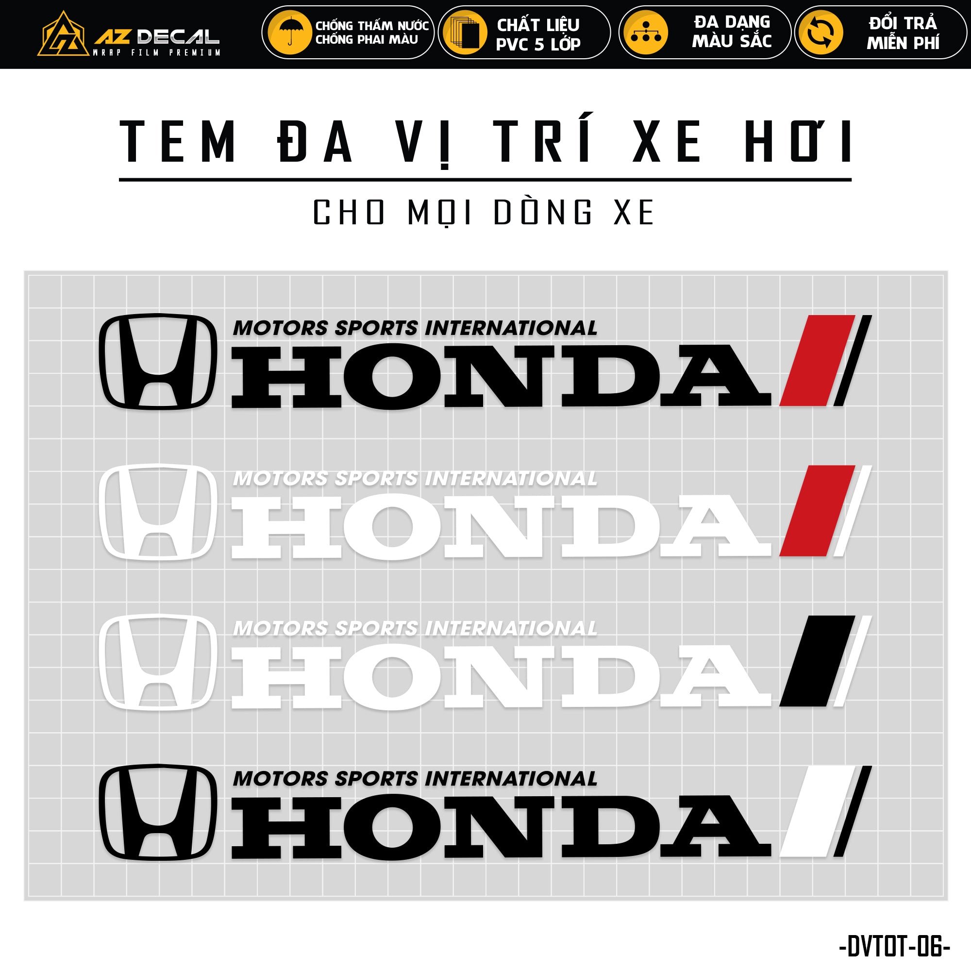 Tem dán đa vị trí xe ô tô mẫu chữ Honda