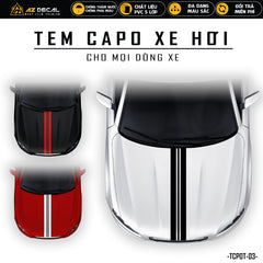 Tem dán nắp capo xe ô tô thiết kế cá tính