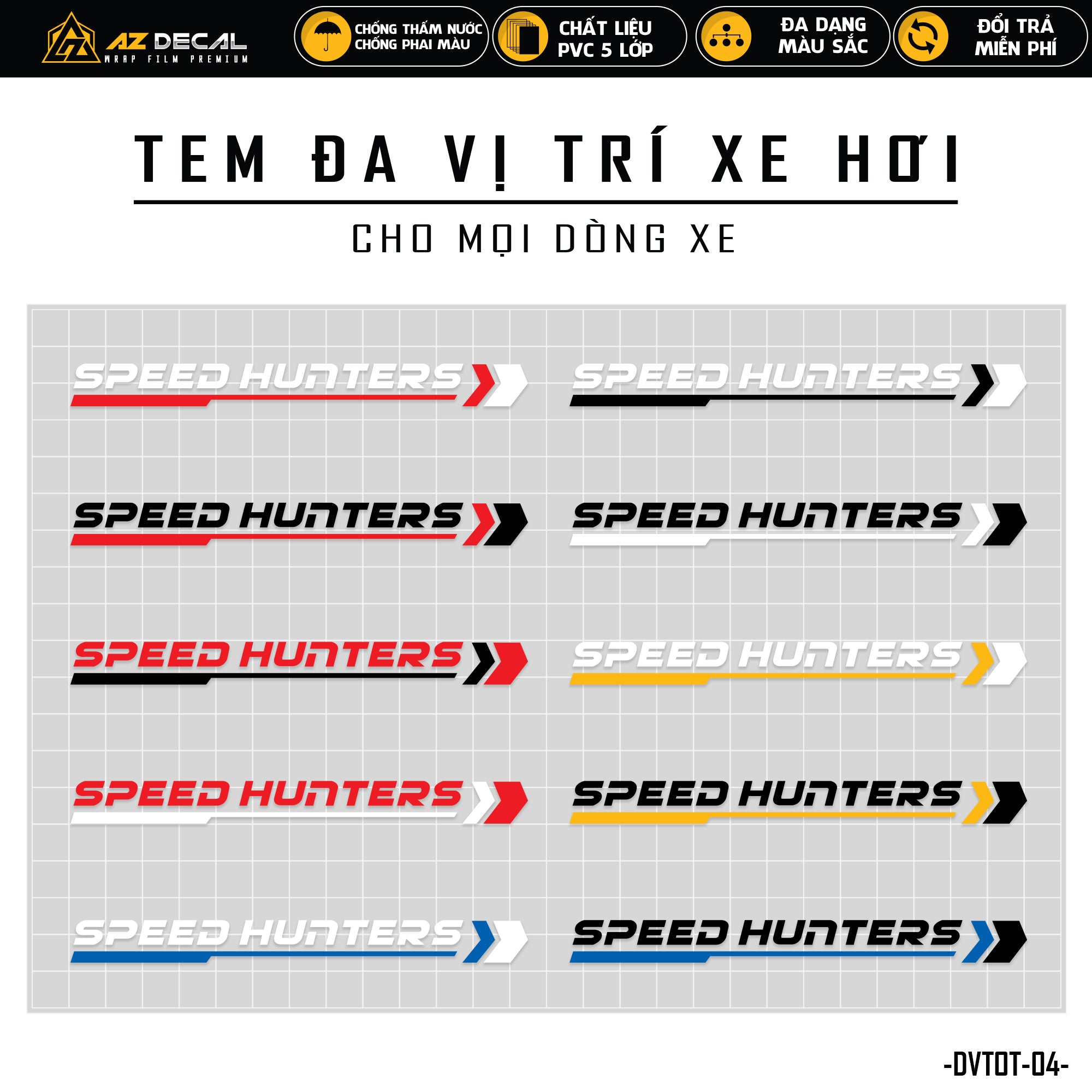 Tem dán xe ô tô chữ Speed Hunters đẹp