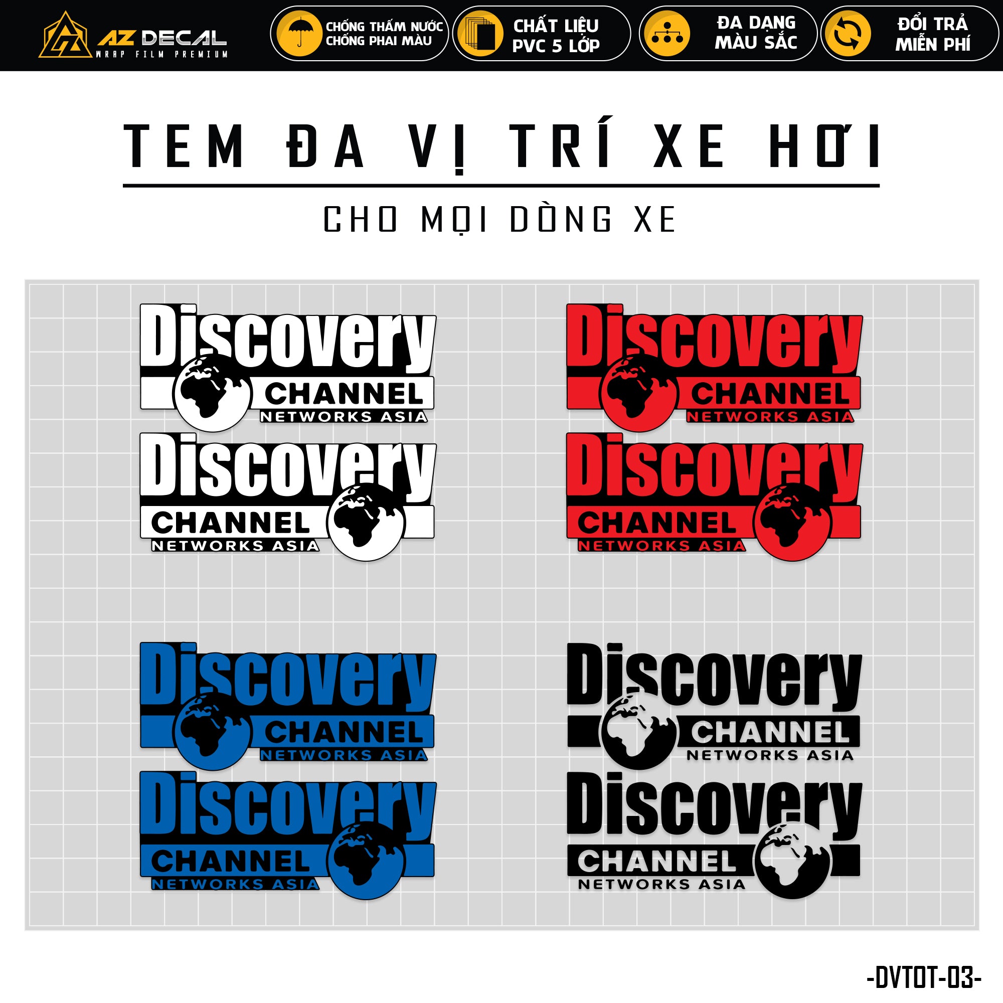 Tem dán xe ô tô chữ Discovery Channel