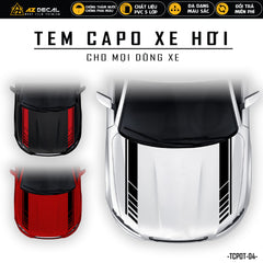 Tem dán nắp capo ô tô đẹp thiết kế Sport Racing