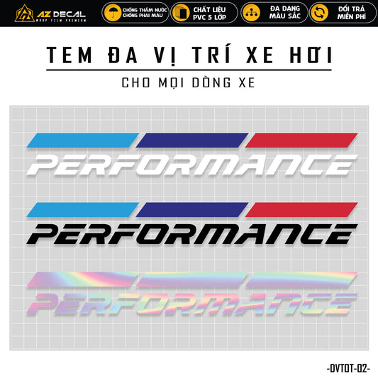 Tem dán xe ô tô mẫu Performance đẹp