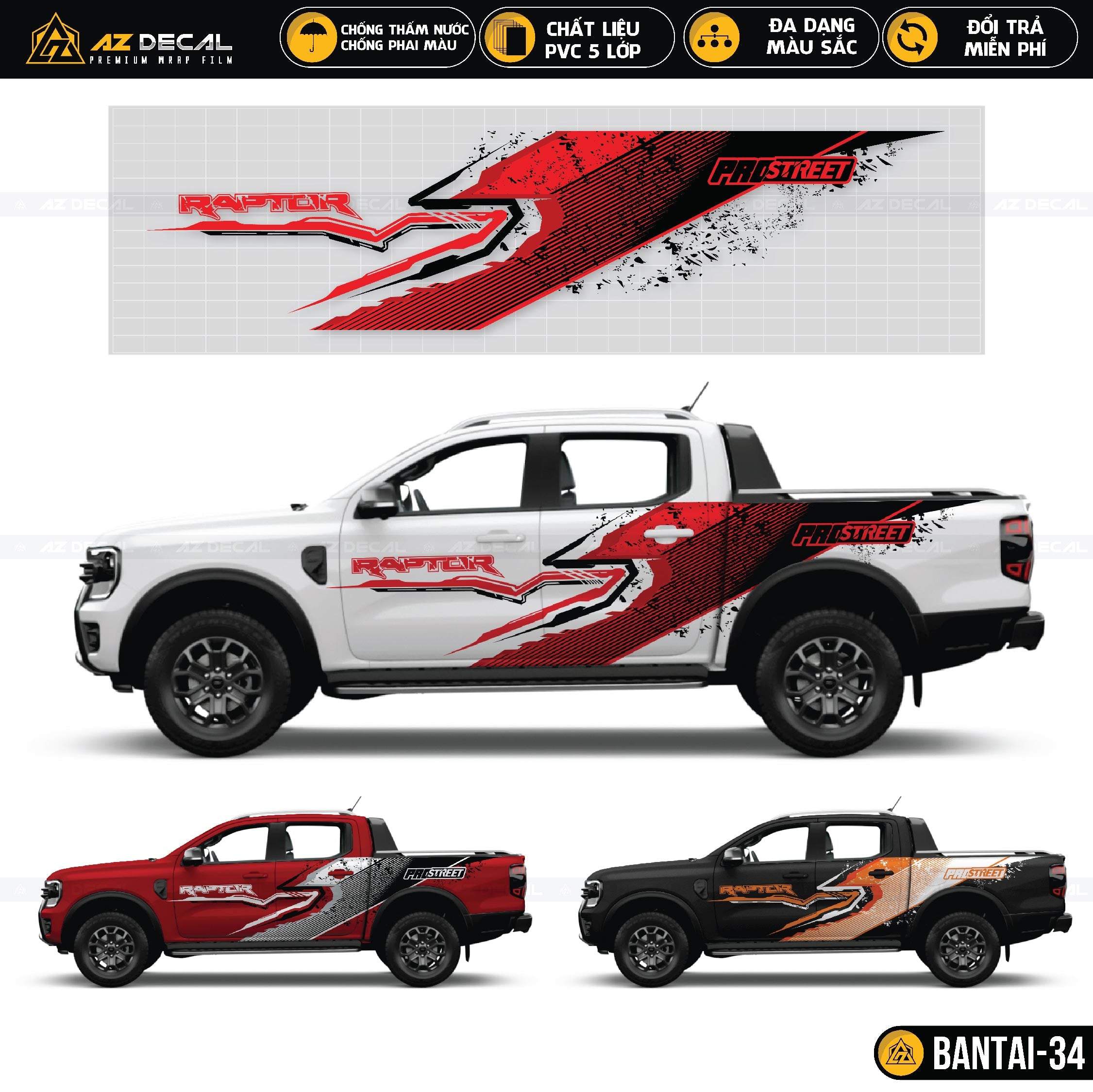 Tem xe bán tải Raptor Prostreet đường phố