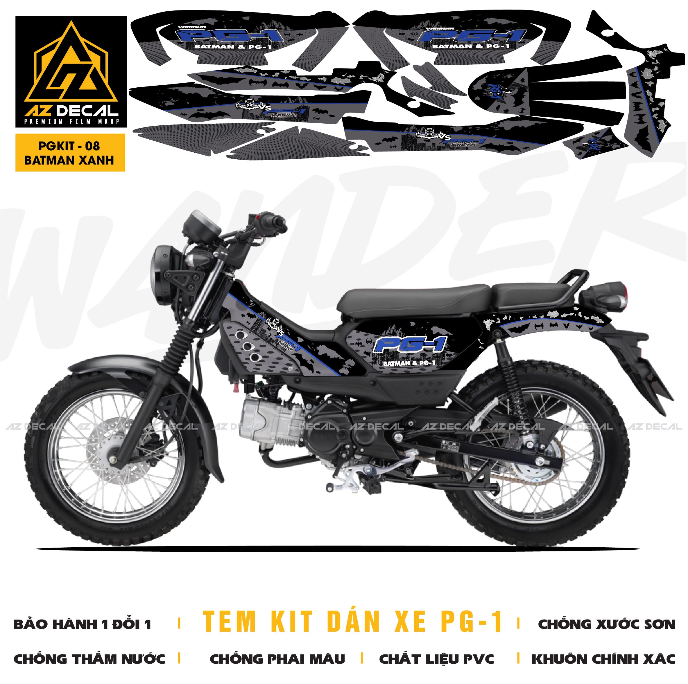 Tem dán xe Yamaha PG-1 xanh dương