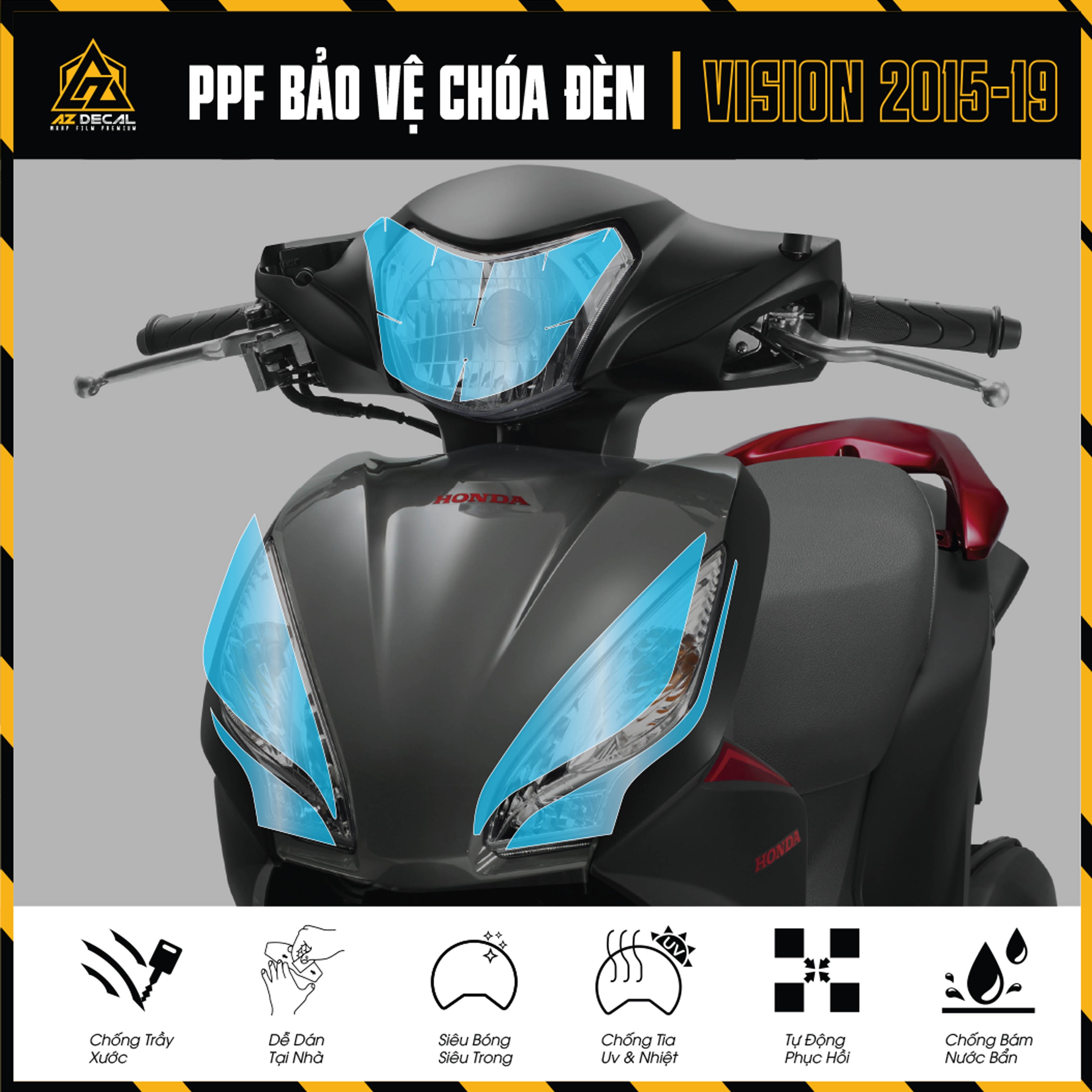 Miếng dán PPF choá đèn xe Honda Vision 2015-2019