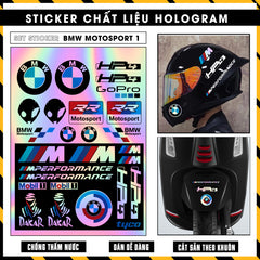 Sticker Dán Ô Tô, Xe Máy, Xe Điện, Xe Đạp, Mũ Bảo Hiểm | Hãng Xe Hologram - BMW MOTOSPORT