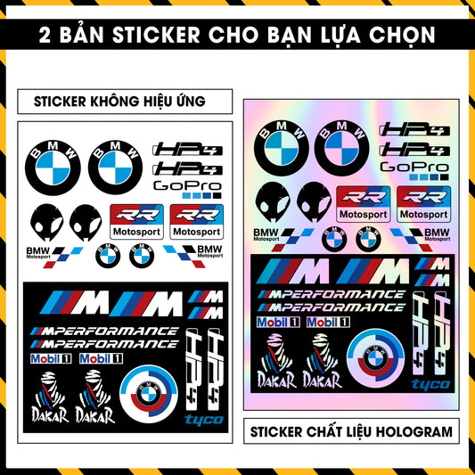 Sticker Dán Ô Tô, Xe Máy, Xe Điện, Xe Đạp, Mũ Bảo Hiểm | Hãng Xe Hologram - BMW MOTOSPORT