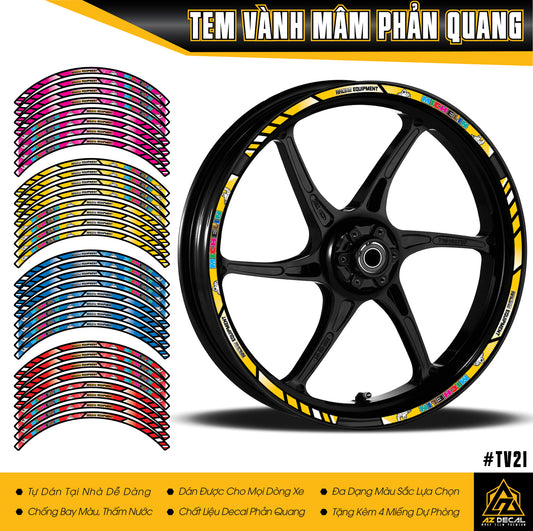 Tem chỉ mâm mẫu Michelin phản quang dán xe máy