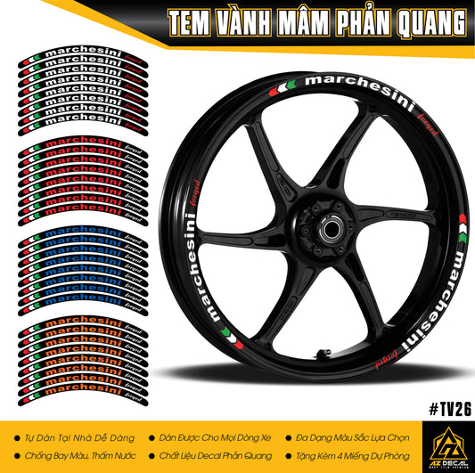 Decal phản quang dán vành xe máy mẫu Marchesini