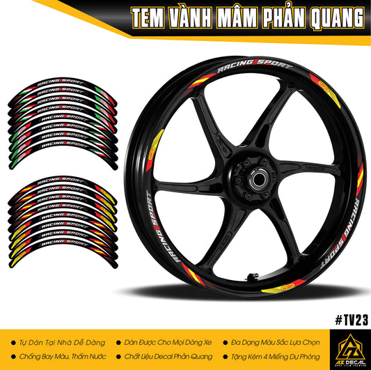 Decal mâm xe máy mẫu Racing Sport phản quang 3M