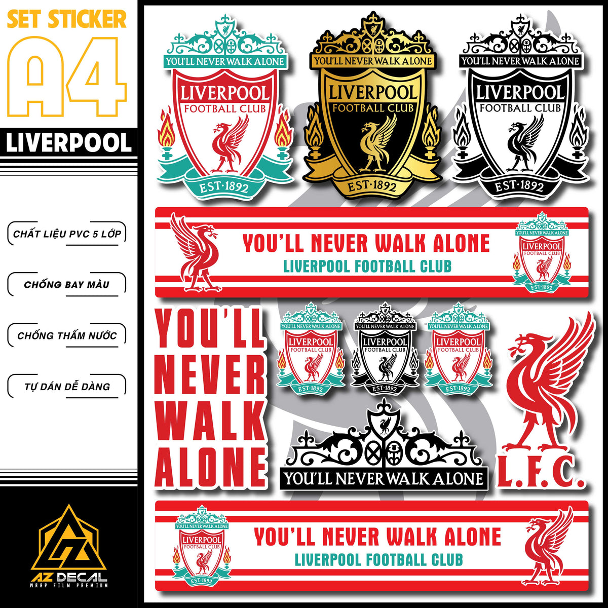 Sticker Dán Xe Máy, Xe Điện, Xe Đạp, Mũ Bảo Hiểm | Bóng Đá - Liverpool