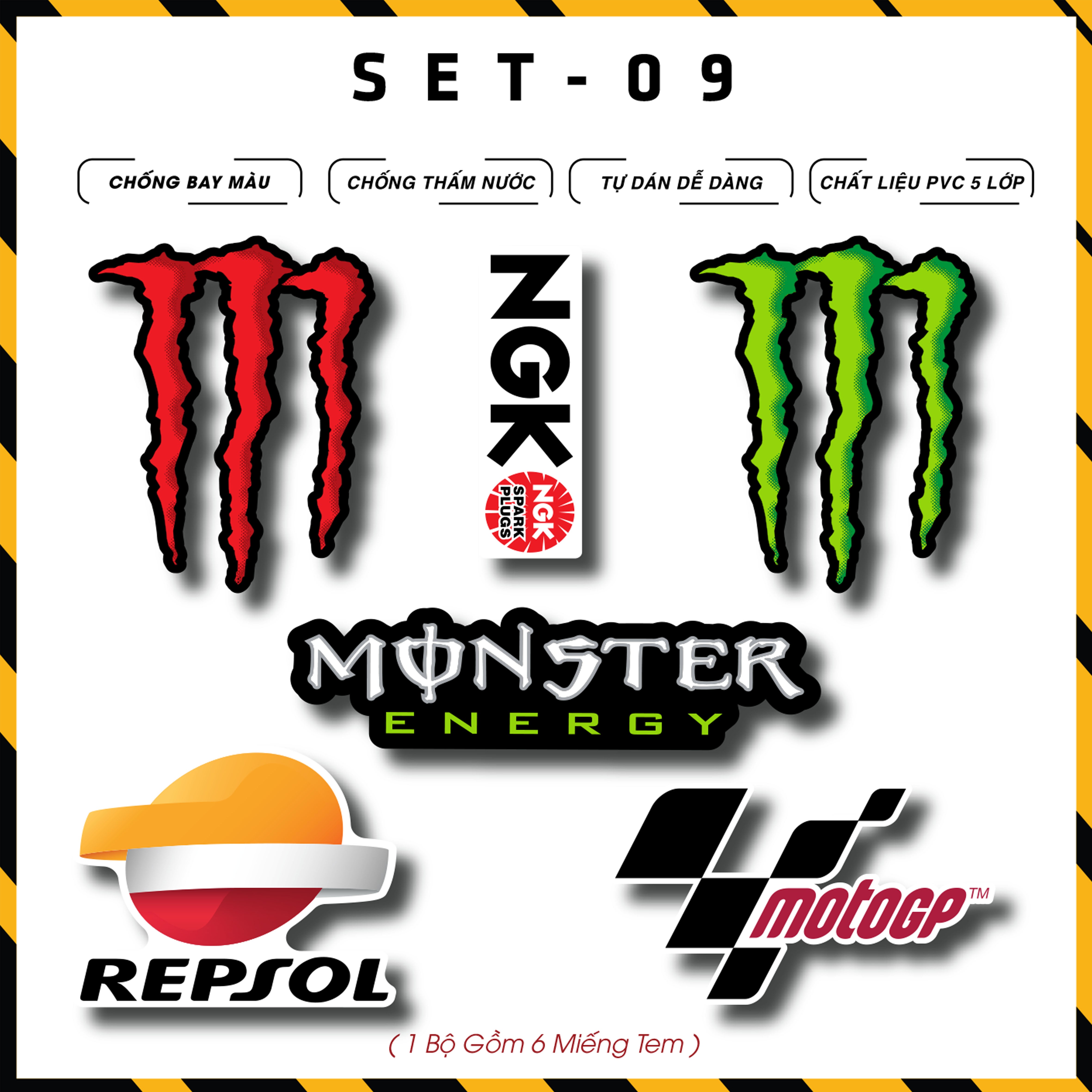 Sticker Dán Xe Máy, Xe Điện, Xe Đạp, Mũ Bảo Hiểm | SET-09