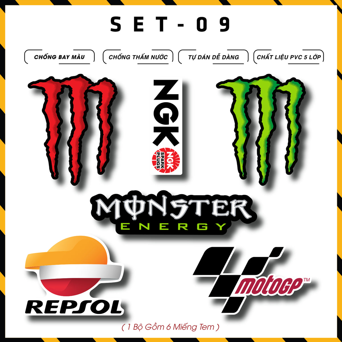 Sticker Dán Xe Máy, Xe Điện, Xe Đạp, Mũ Bảo Hiểm | SET-09