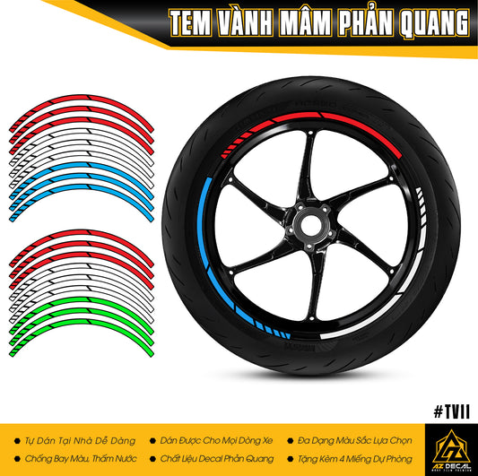 Dán mâm xe máy phản quang 3 màu - AZDECAL.VN