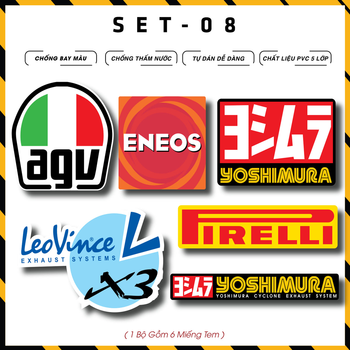 Sticker Dán Xe Máy, Xe Điện, Xe Đạp, Mũ Bảo Hiểm | SET-08