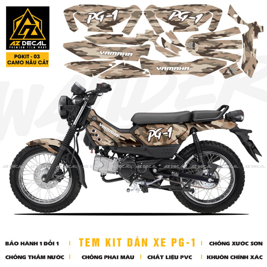 Decal dán xe Yamaha PG-1 mẫu Camo nâu cát