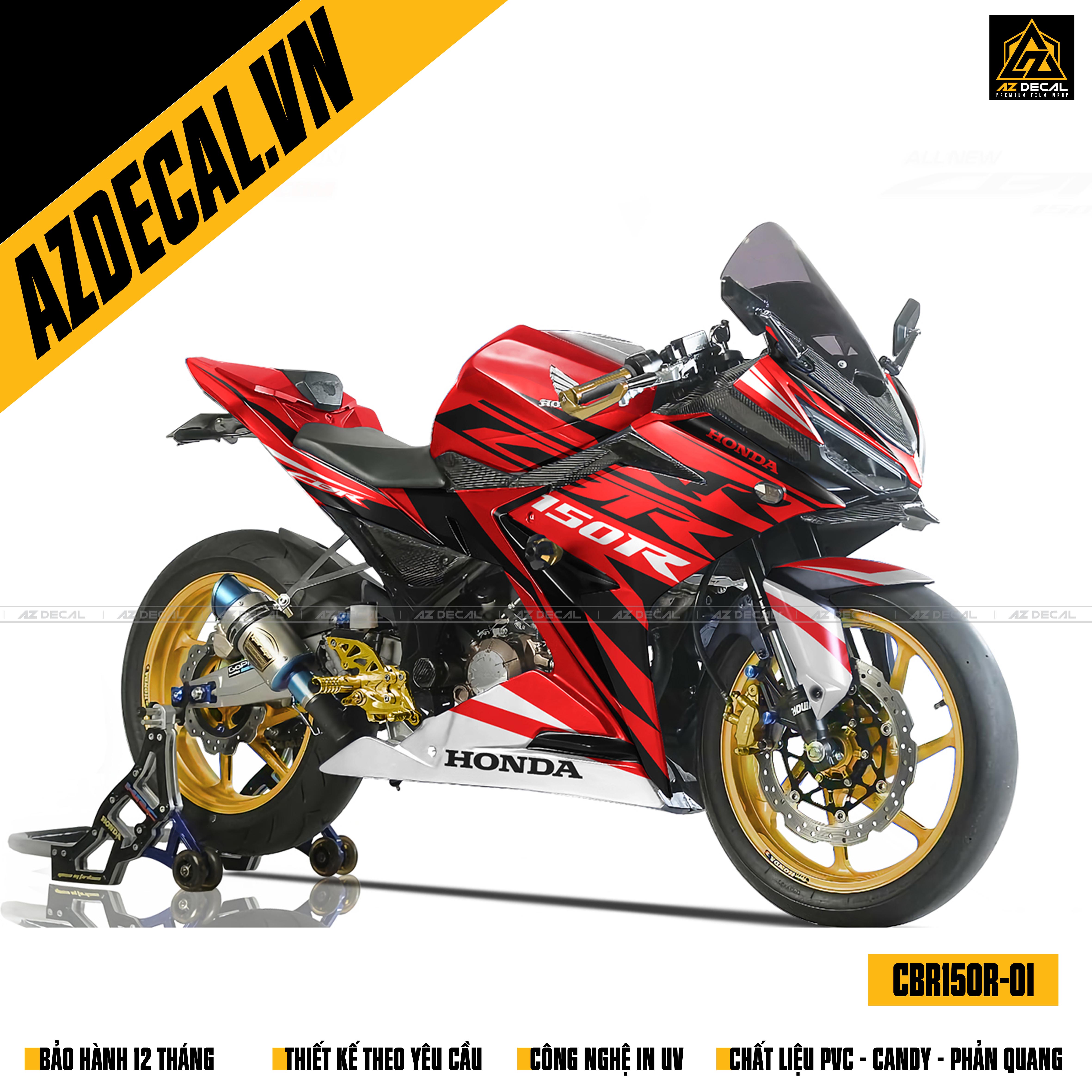 Tem dán xe CBR150R màu đỏ đen