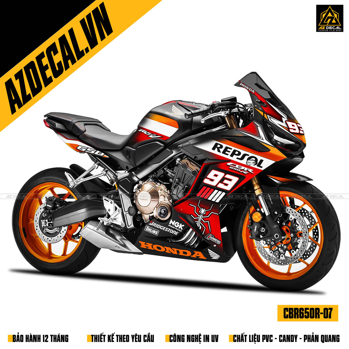 Dán decal xe CBR650R chủ đề Repsol đẹp nhất