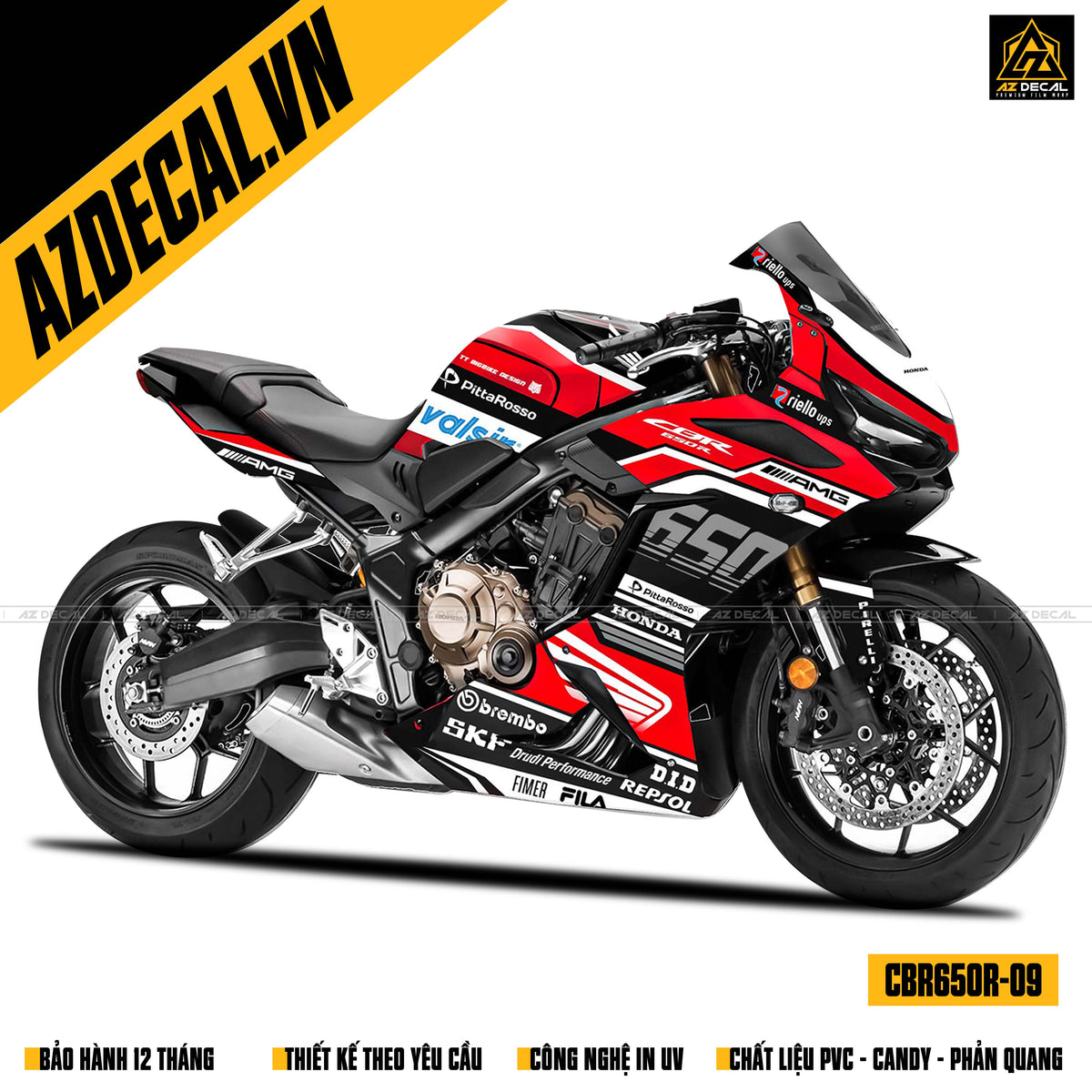 Dán decal xe CBR650R màu đỏ