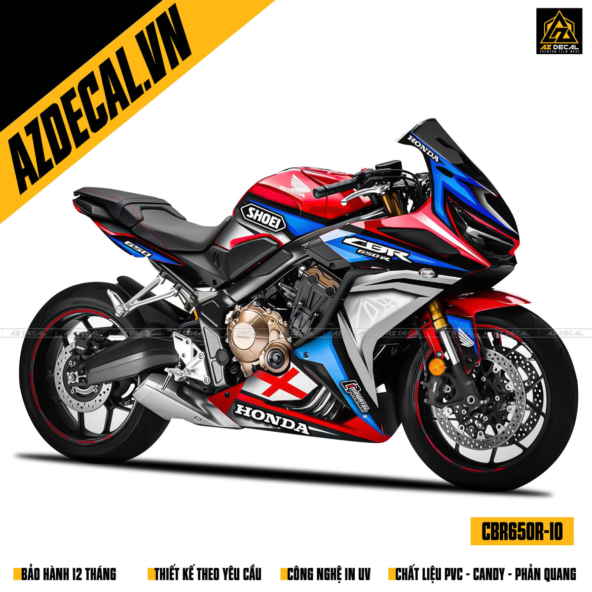 Decal xe máy CBR650R đỏ xanh trắng