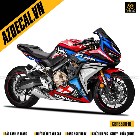 Decal xe máy CBR650R đỏ xanh trắng