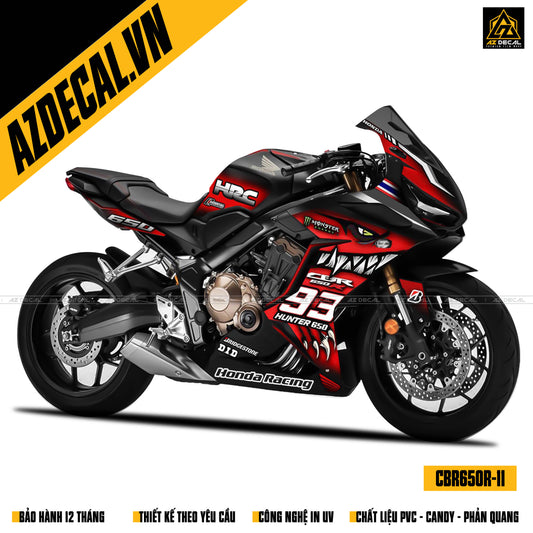 Dán trùm body xe CBR650R màu đỏ đen cá mập