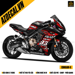 Dán trùm body xe CBR650R màu đỏ đen cá mập