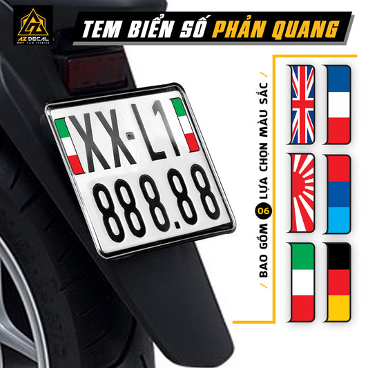 Decal phản quang dán biển số xe máy, xe điện