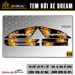 Tem rời xe Super Dream mẫu hoa lửa màu vàng đen