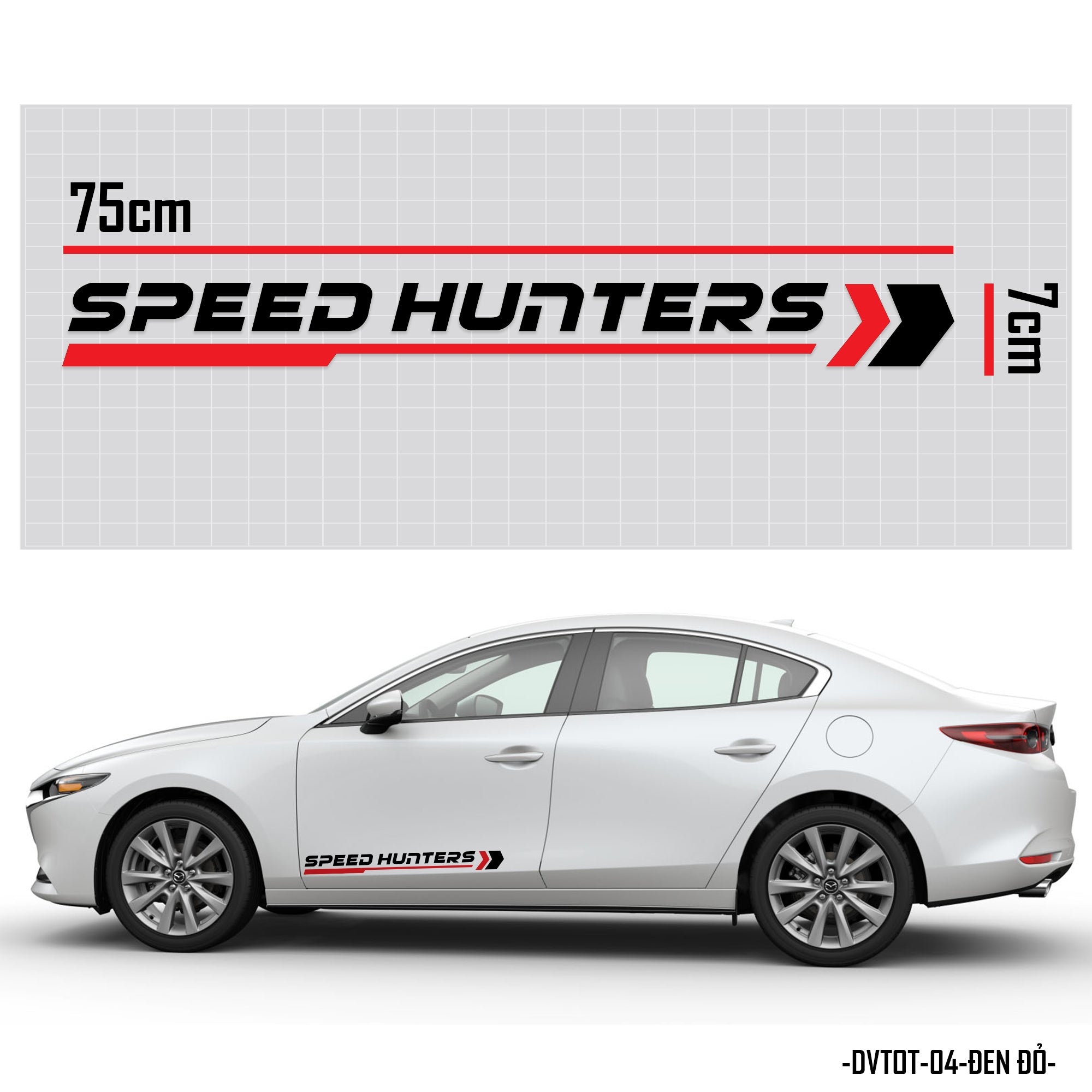 Tem dán xe hơi chữ Speed Hunters màu đỏ đen