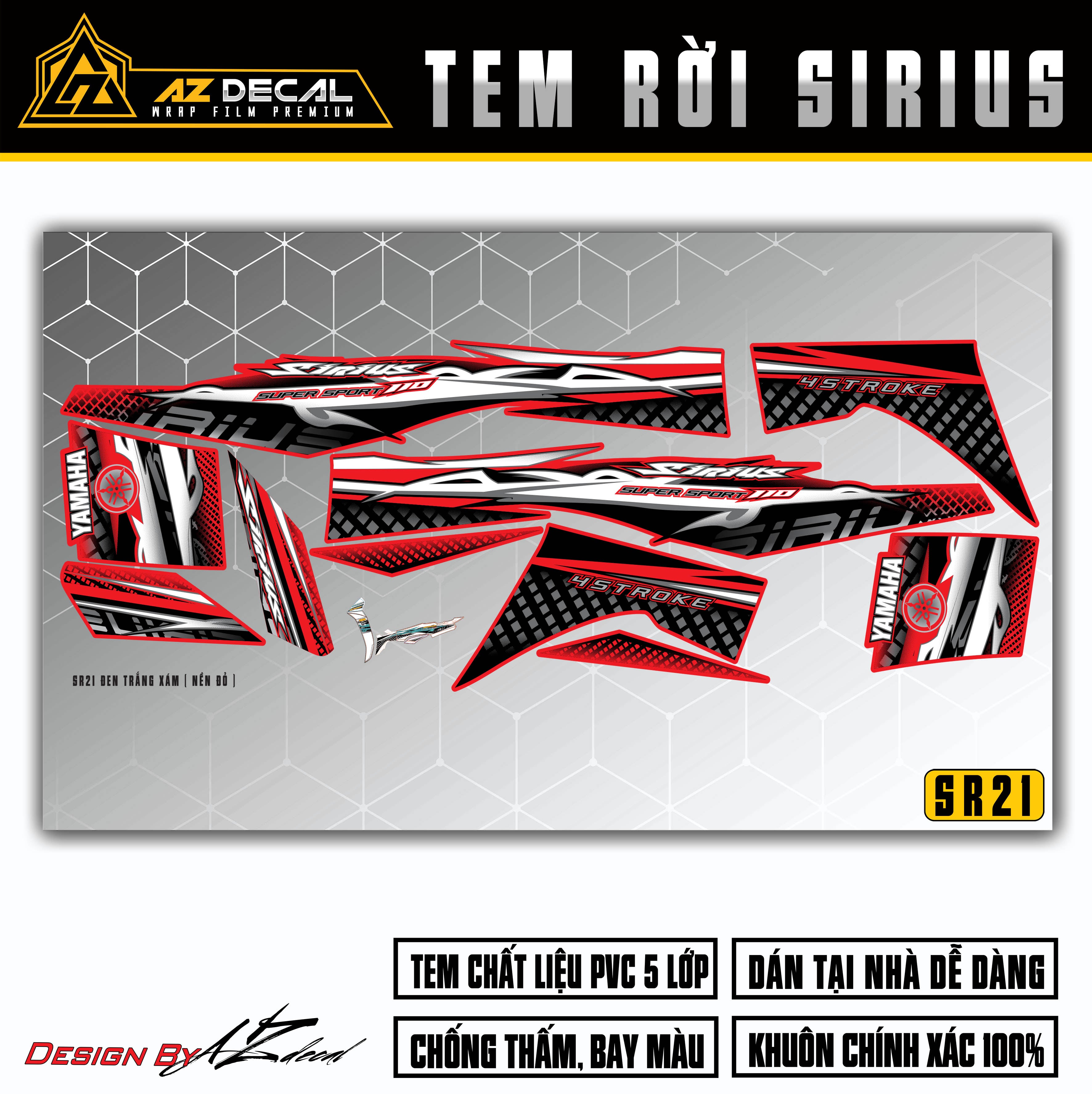 Tem xe Sirius RC mẫu Super Sport nền đỏ