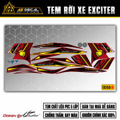 Dán decal xe Exciter 155 đen vàng (nền đỏ)