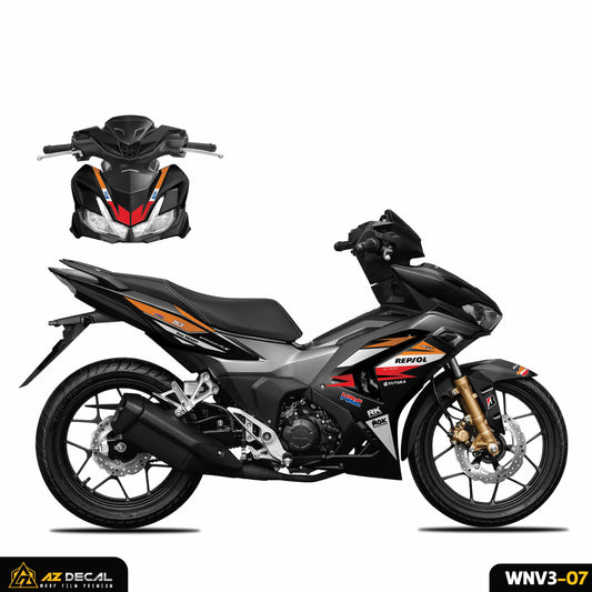 Tem rời dán xe Winner v3 đen mẫu Repsol