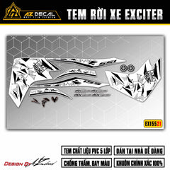 Tem xe Exciter 155 đen xám (nền trắng)