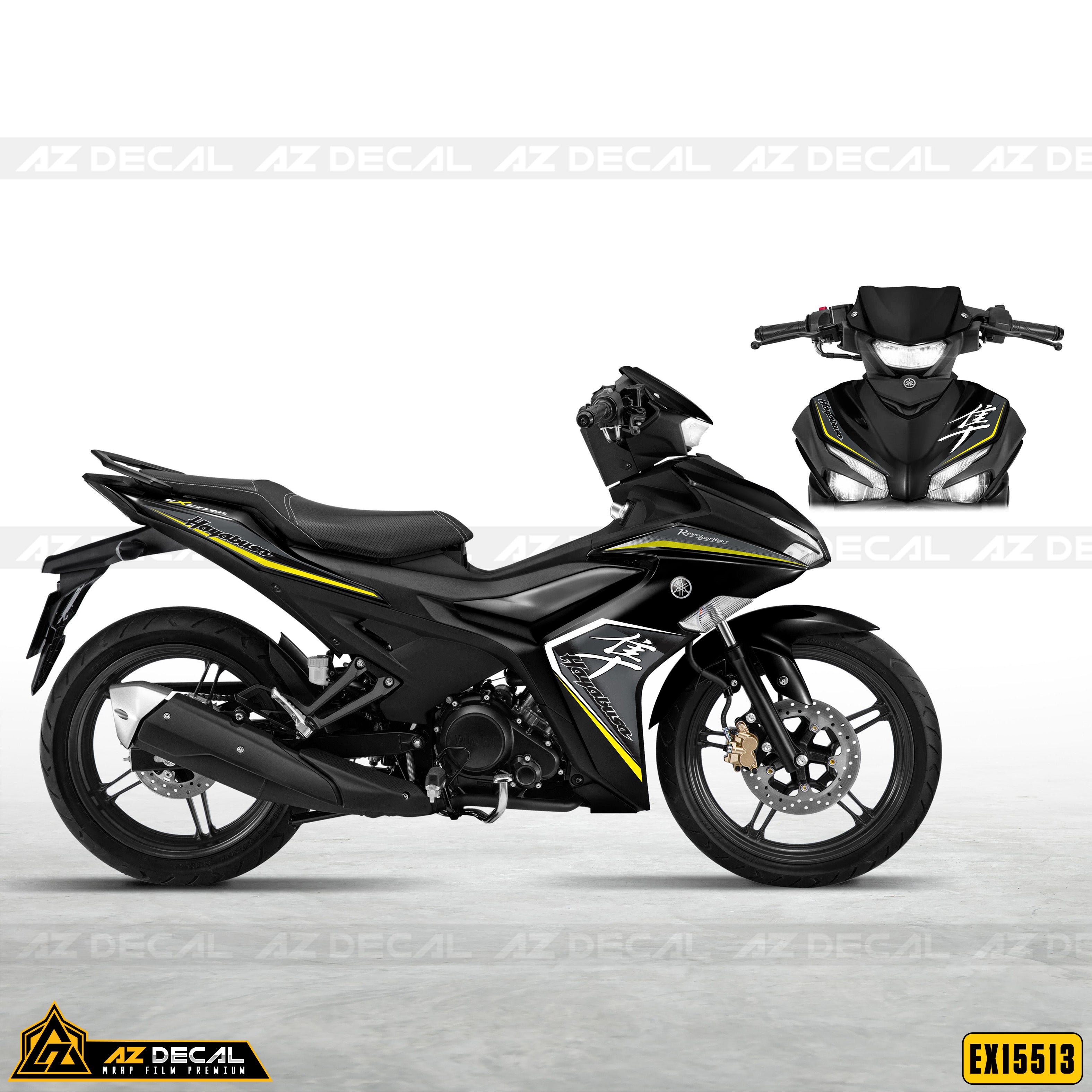 Tem Exciter 155 đen - mẫu Hayabusa