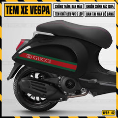 Tem xe Vespa phong cách Gucci dán xe đen