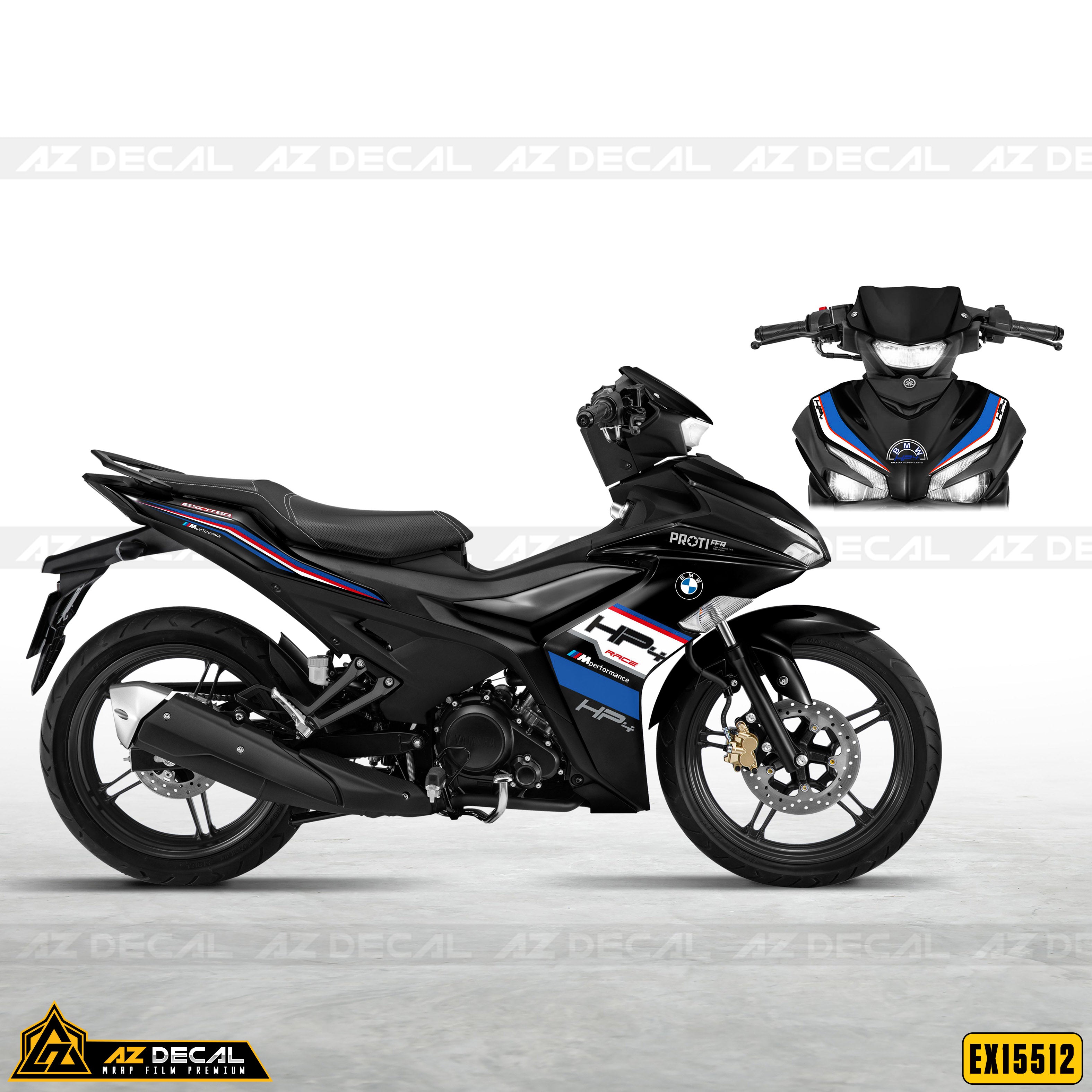 Tem xe Exciter 155 mẫu BMW HP4 xe đen