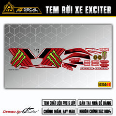 Tem chế Monster xe Exciter 155 Đỏ đen