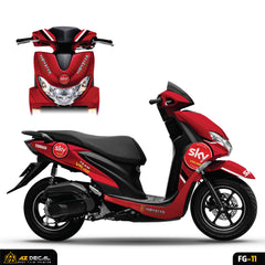 Tem rời dán xe Yamaha FreeGo phong cách SKY màu đỏ