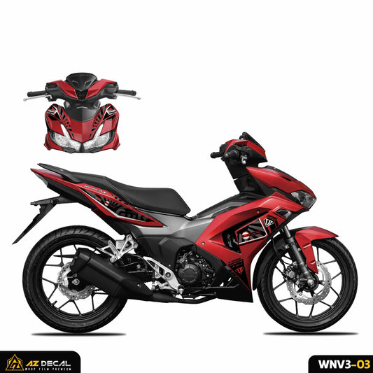 Mẫu decal dán xe Winner X 2022 - Winner v3 trắng đen đỏ