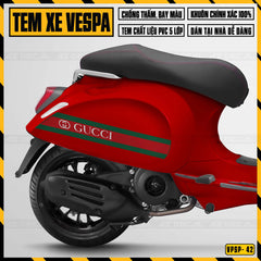 Decal dán xe Vespa đỏ phong cách Gucci