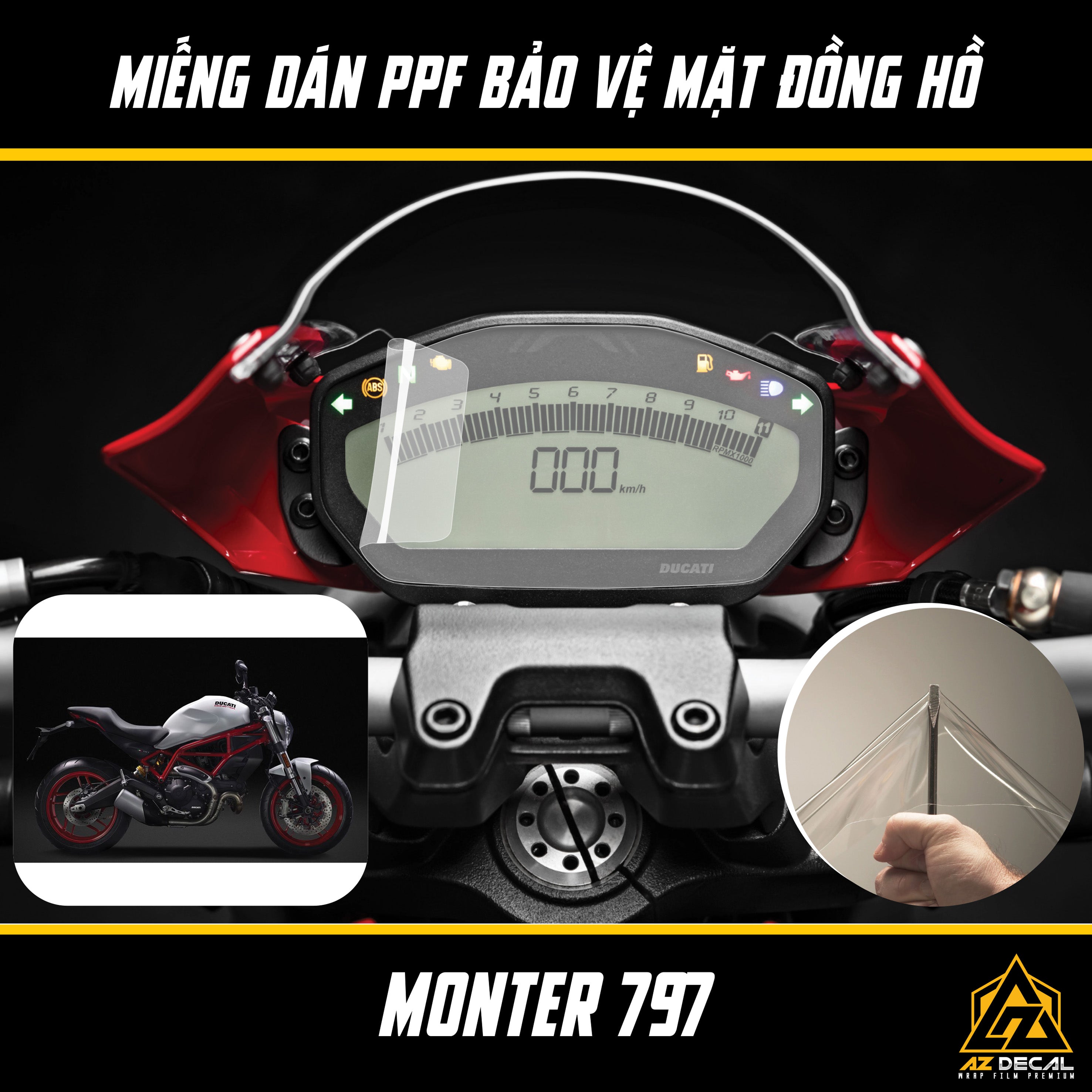 Miếng Dán PPF Mặt Đồng Hồ Xe Ducati Monster 797