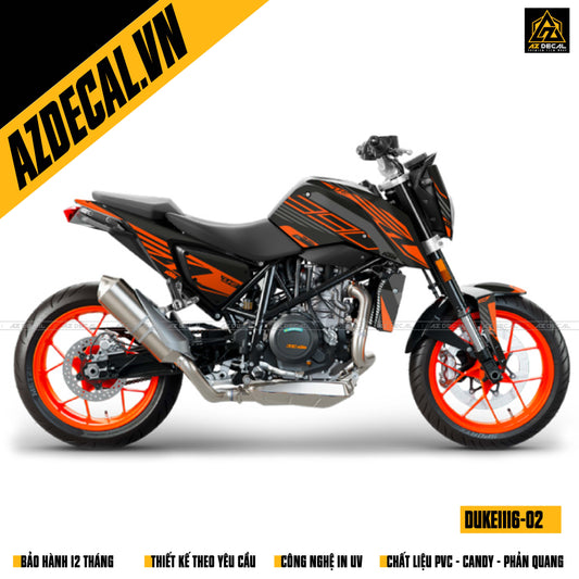 Tem xe KTM Duke 250 màu cam đen