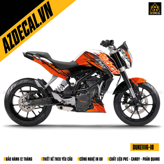 Tem xe KTM Duke 250 màu đen trắng đẹp