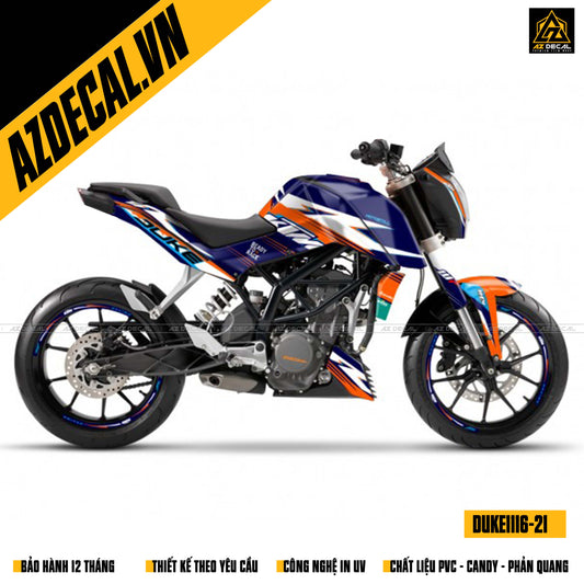 Mẫu tem xe KTM Duke 250 màu xanh đẹp