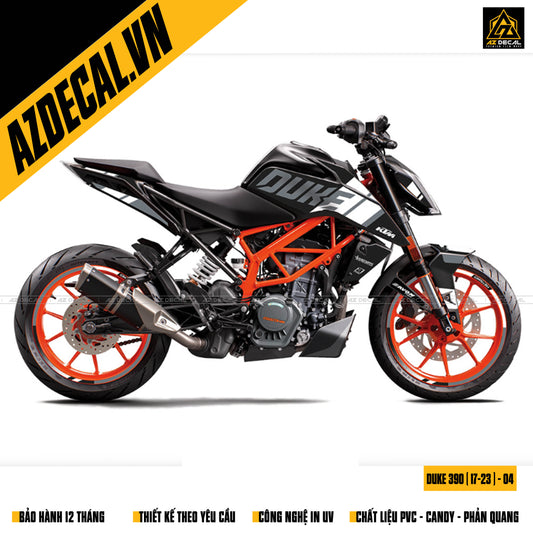 Mẫu tem xe KTM Duke 390 màu trắng đen đẹp