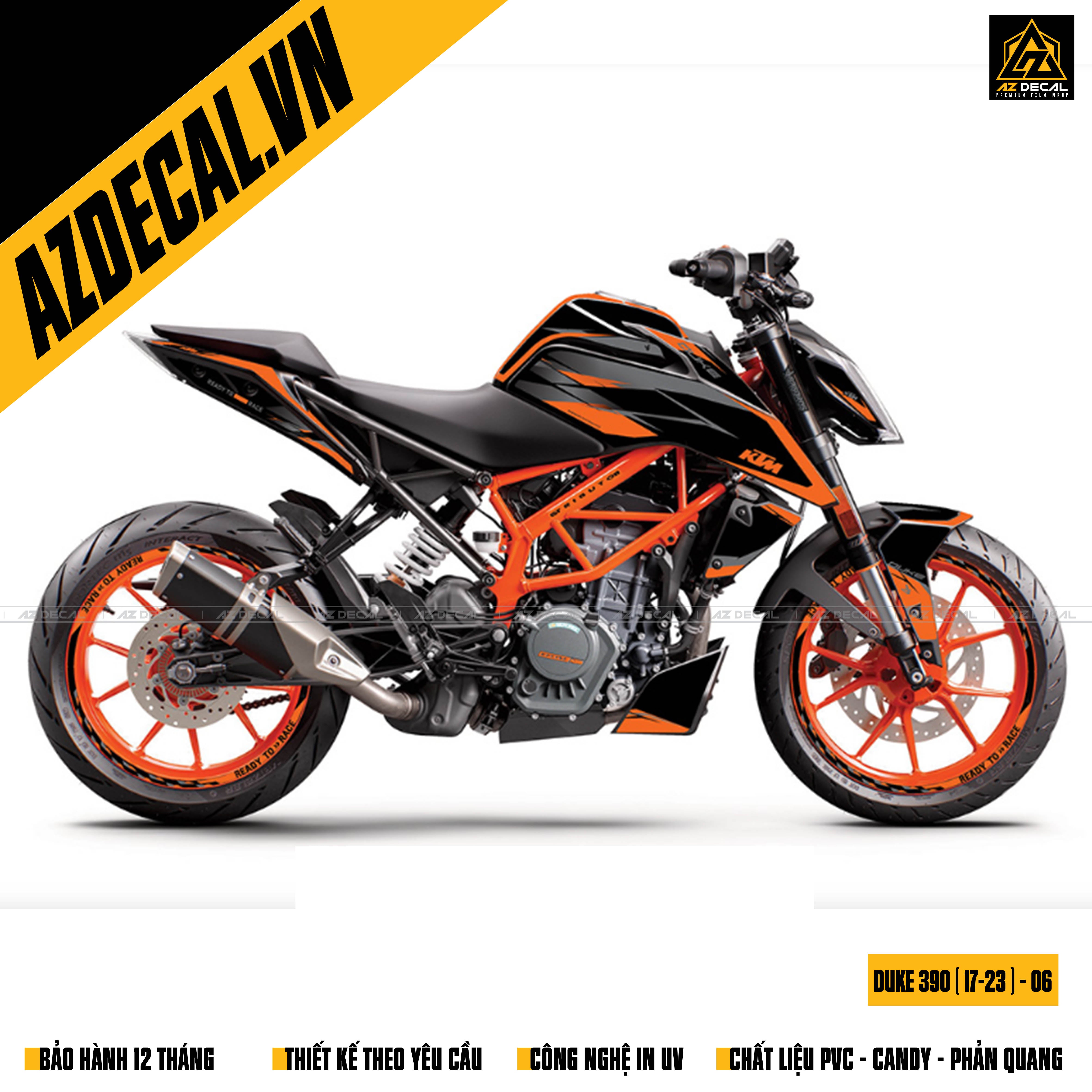 Decal cam đen dán xe KTM Duke 390