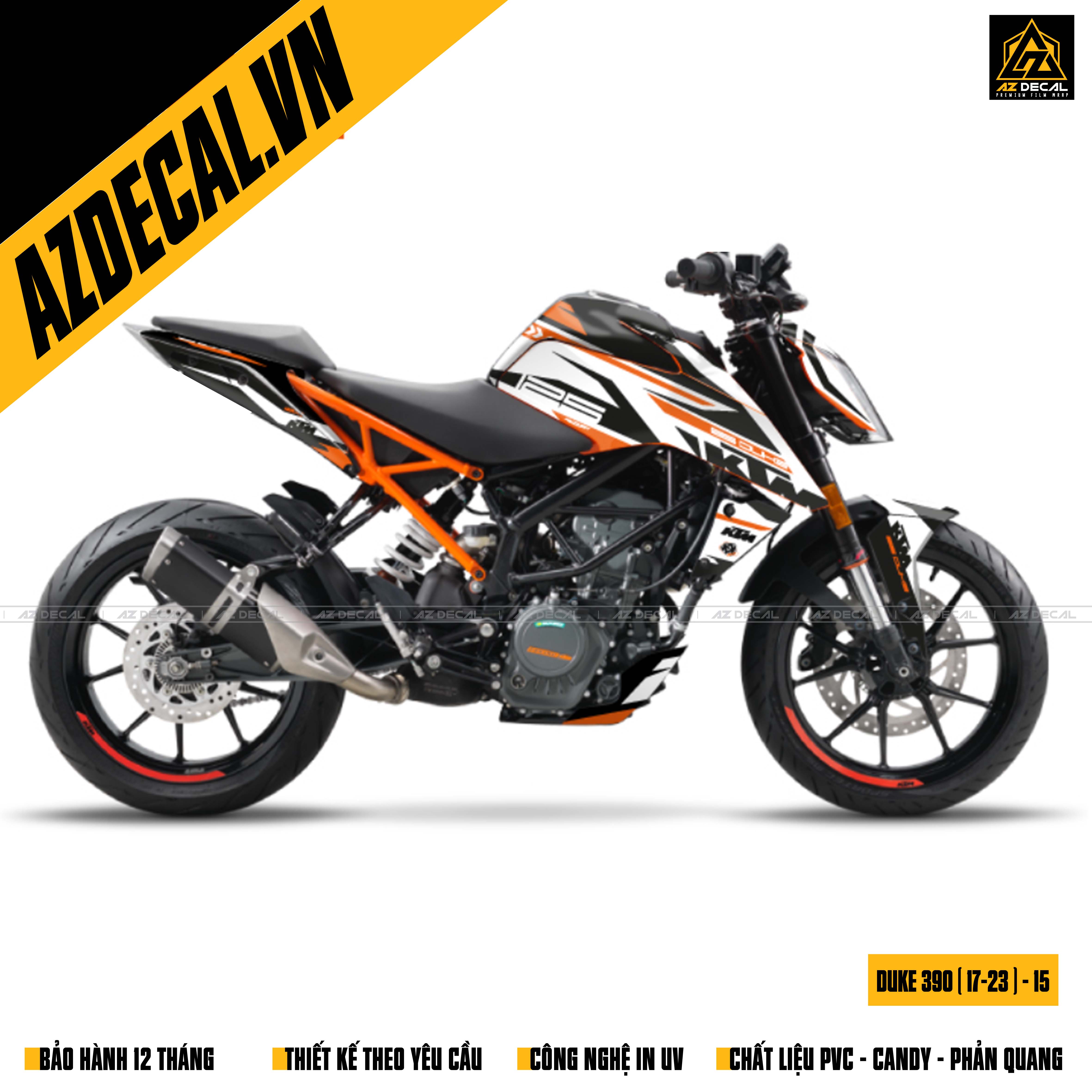 Tem xe KTM Duke 390 đen trắng cam đẹp nhất