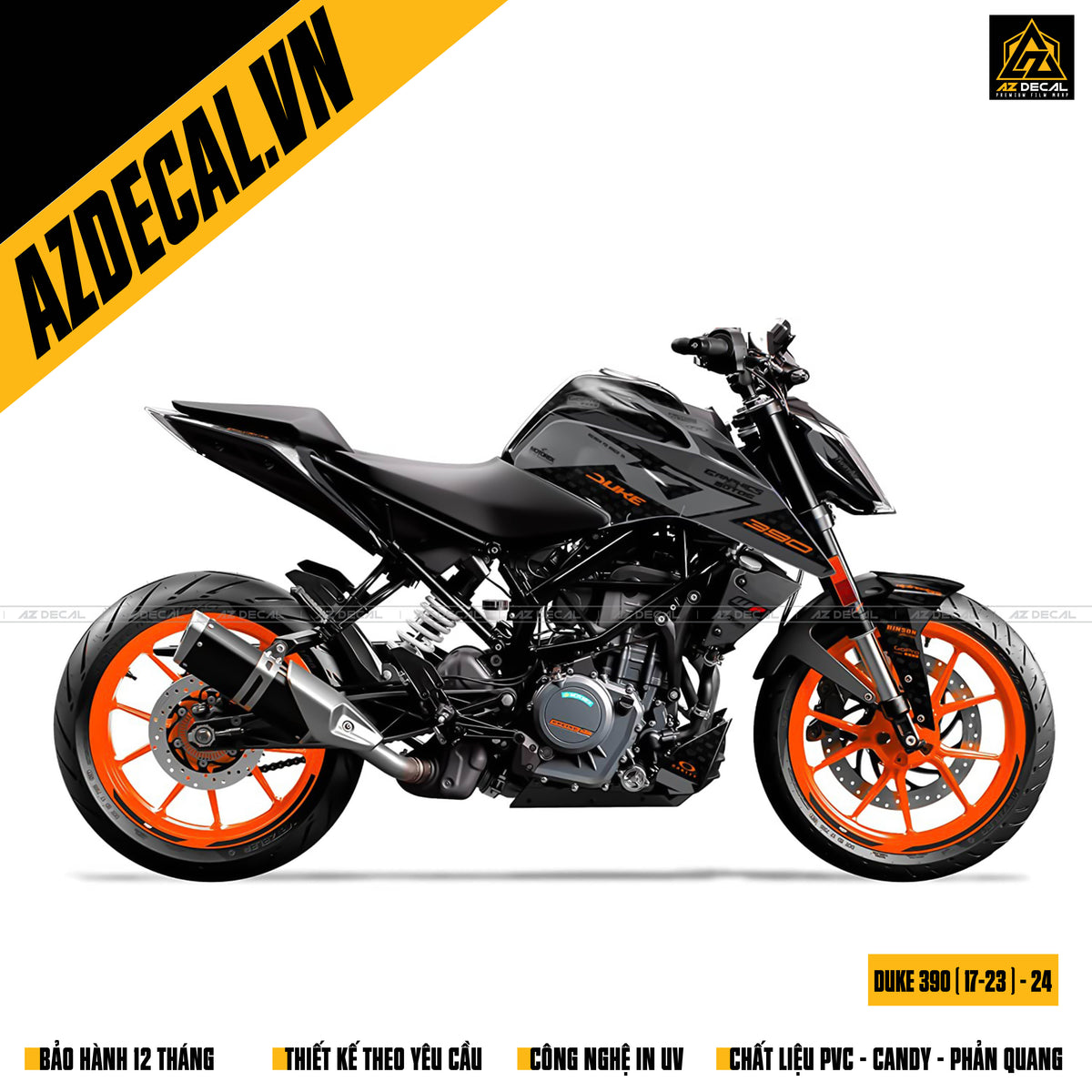 Decal xe KTM Duke 390 màu đen xám