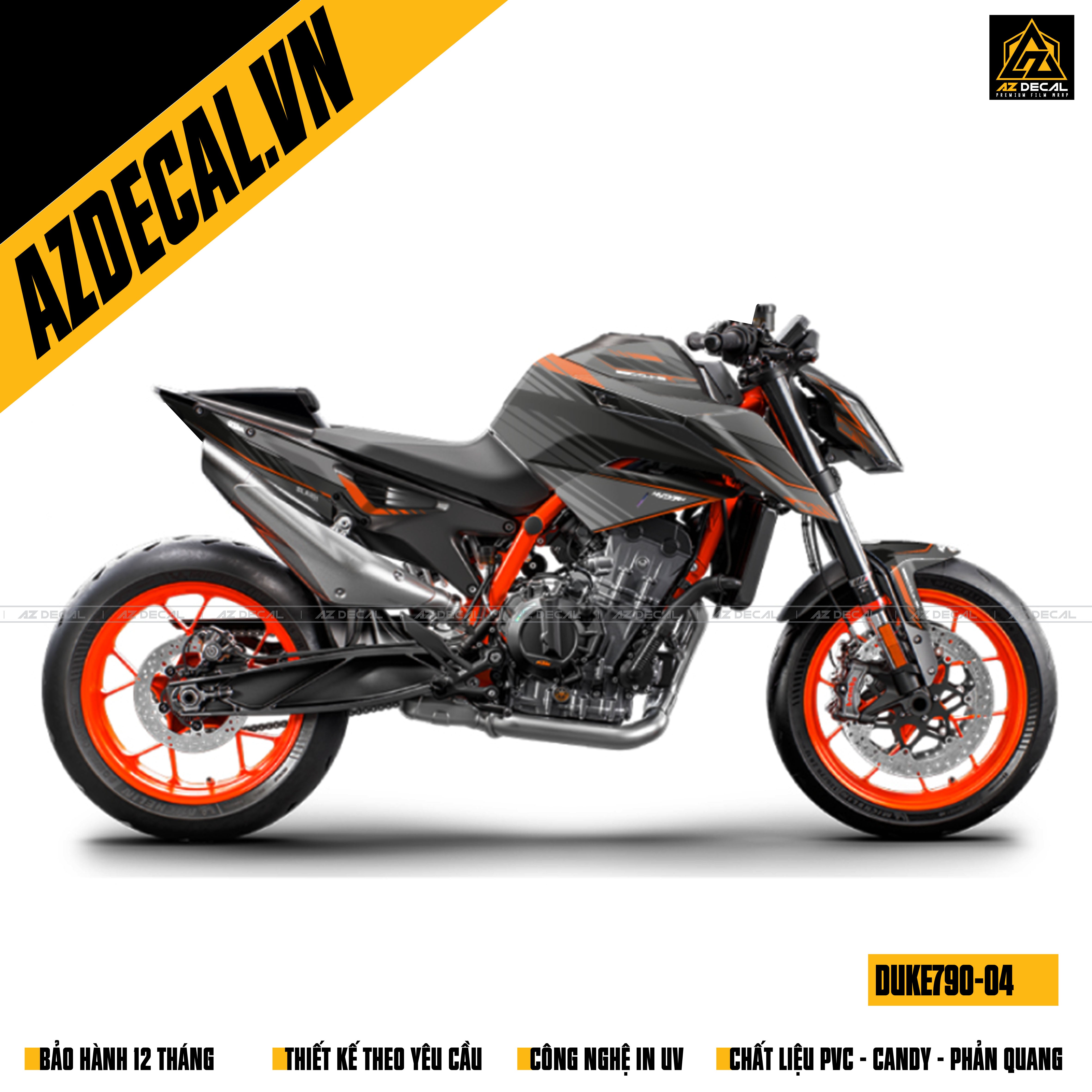 Tem xe KTM Duke 790 màu đen xám